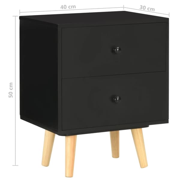 The Living Store Sängbord 2 st svart 40x30x50 cm massiv furu - Nattduksbord