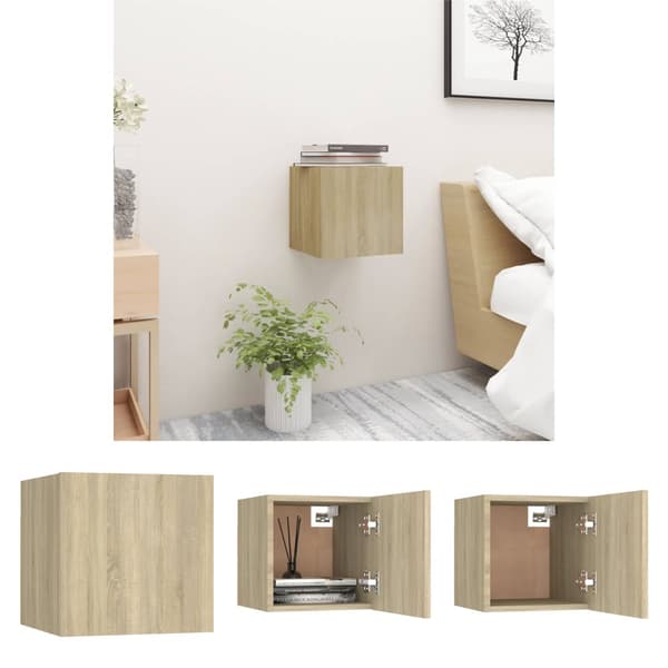 The Living Store sengeskab 30,5x30x30 cm spånplade sonoma-eg - Natborde