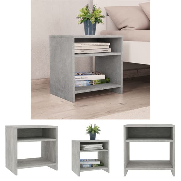 The Living Store sengebord 40x30x40 cm konstrueret træ Betongrå - Natborde