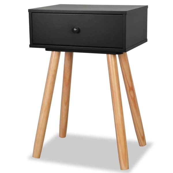 The Living Store Yöpöydät 2 kpl mänty 40x30x61 cm Musta - Yöpöydät