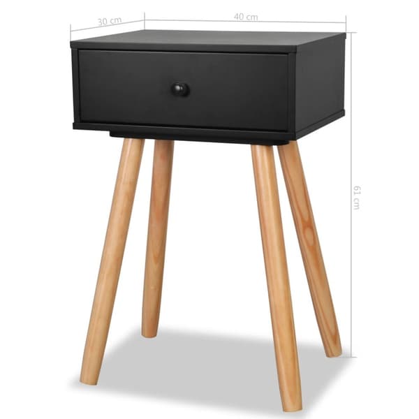The Living Store Yöpöydät 2 kpl mänty 40x30x61 cm Musta - Yöpöydät