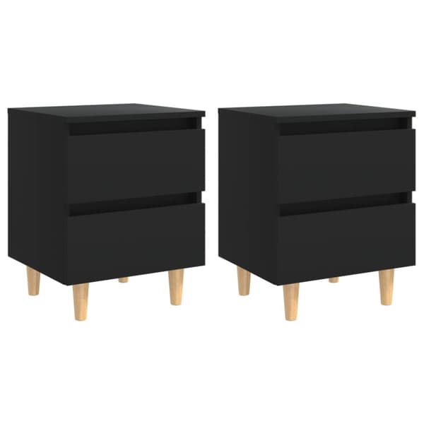 The Living Store sengeskabe med ben i massivt fyrretræ 2 stk. 40x35x50 cm sort -  Natborde