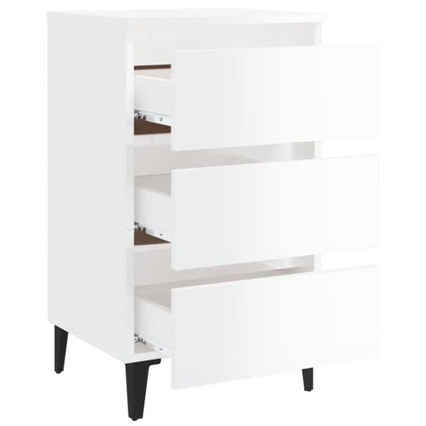 The Living Store Sängbord med metallben 2 st vit högglans 40x35x69 cm - Nattduksbord