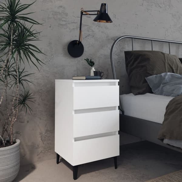 The Living Store sengeskab m. metalben 40x35x69 cm hvid - Natborde