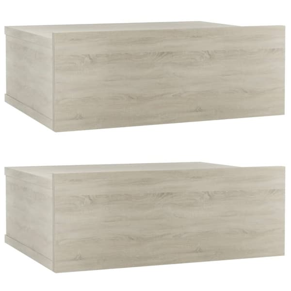 The Living Store svævende natborde 2 stk. 40 x 30 x 15 cm spånplade sonoma-eg - Natborde