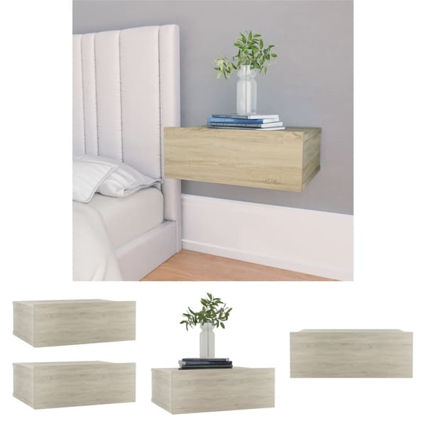 The Living Store svævende natborde 2 stk. 40 x 30 x 15 cm spånplade sonoma-eg - Natborde