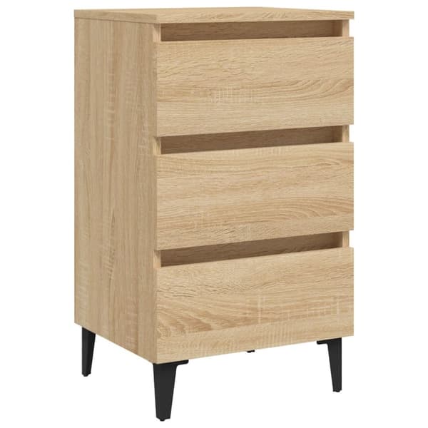 The Living Store sengeskab m. metalben 40x35x69 cm sonoma-eg - Natborde