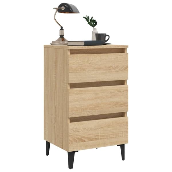 The Living Store sengeskab m. metalben 40x35x69 cm sonoma-eg - Natborde