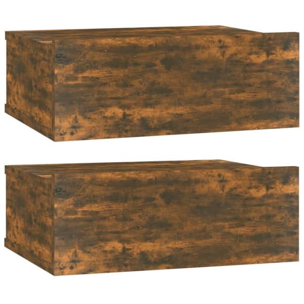 The Living Store Svävande sängbord 2 st rökfärgad ek 40x30x15 cm konstruerat trä - Nattduksbord