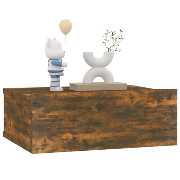The Living Store Svävande sängbord 2 st rökfärgad ek 40x30x15 cm konstruerat trä - Nattduksbord