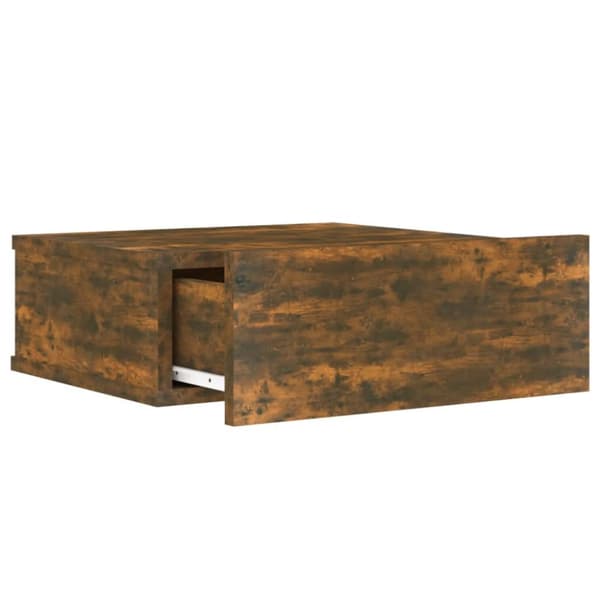 The Living Store Svävande sängbord 2 st rökfärgad ek 40x30x15 cm konstruerat trä - Nattduksbord