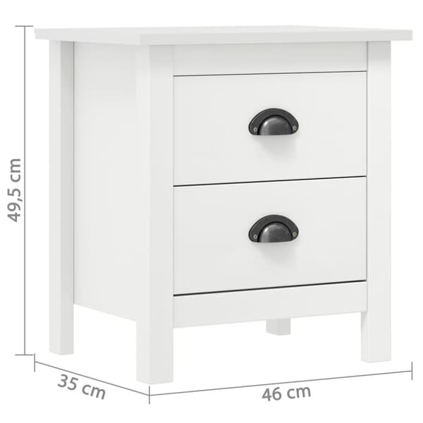 The Living Store sengebord Hill 46x35x49,5 cm massivt fyrretræ hvid - Natborde