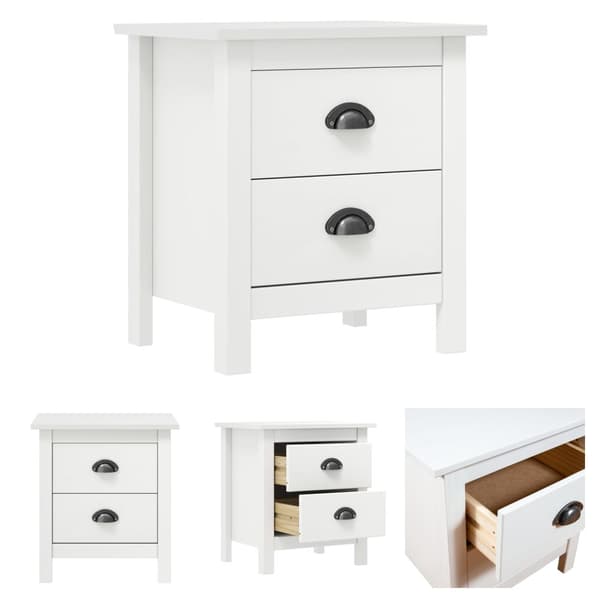 The Living Store sengebord Hill 46x35x49,5 cm massivt fyrretræ hvid -  Natborde