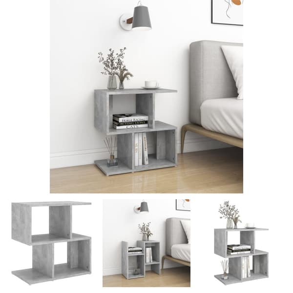 The Living Store sengeskab 50x30x51,5 cm spånplade betongrå -  Natborde
