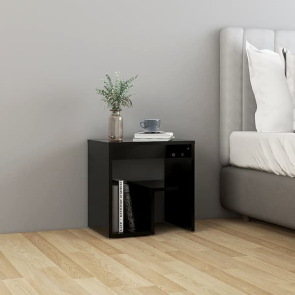 The Living Store sengeskab 40x30x40 cm konstrueret træ sort - Natborde