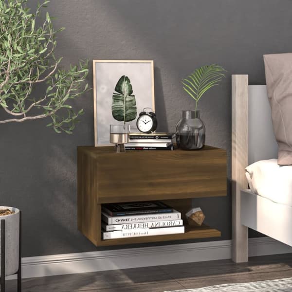 The Living Store væghængt sengebord brun eg -  Natborde
