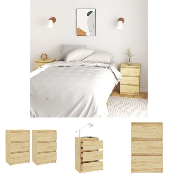 The Living Store Sängbord 2 st 40x29,5x64 cm massiv furu - Nattduksbord
