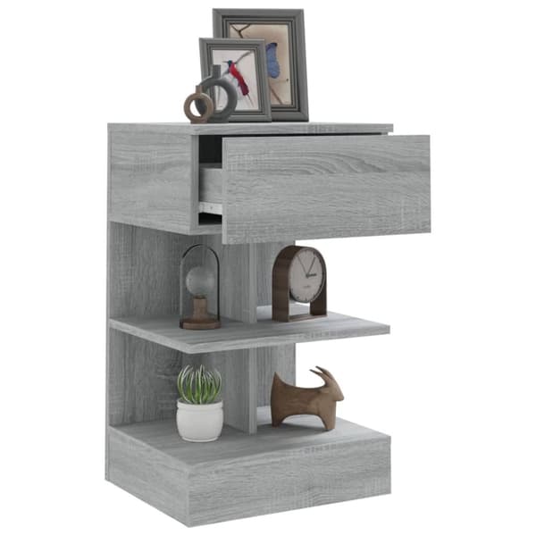 The Living Store sengebord 40x35x65 cm konstrueret træ grå sonoma-eg - Natborde