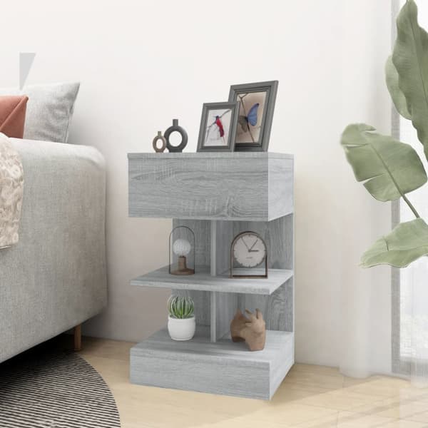 The Living Store sengebord 40x35x65 cm konstrueret træ grå sonoma-eg - Natborde