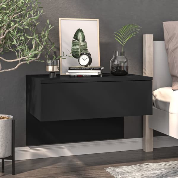 The Living Store Seinäkiinnitettävät yöpöydät 2 kpl musta - Yöpöydät