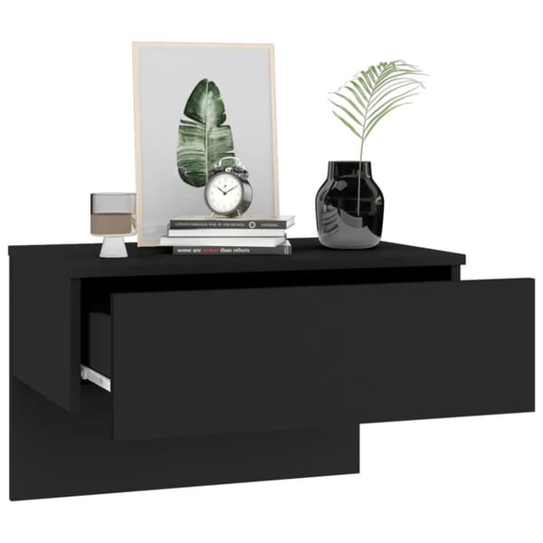 The Living Store Seinäkiinnitettävät yöpöydät 2 kpl musta - Yöpöydät