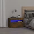 Miniatyrbild 2 av 11: The Living Store Sängbord med LED-belysning rökfärgad ek 60x35x40 cm -  Nattduksbord