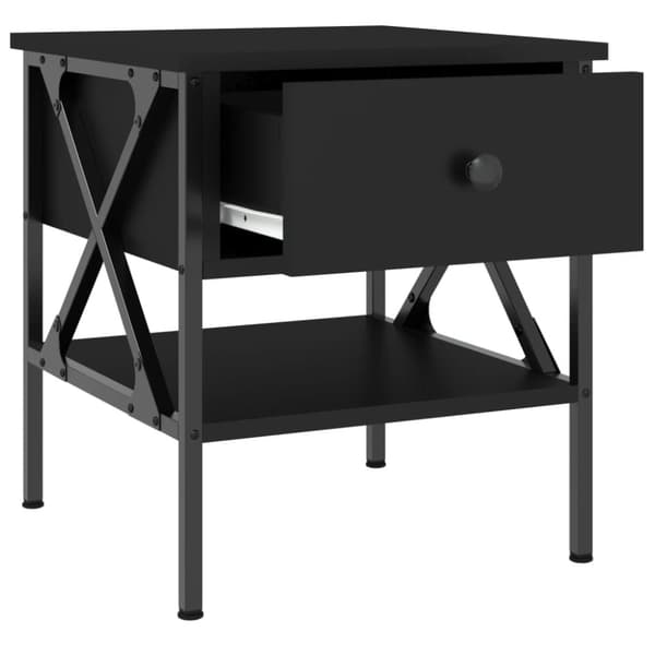 The Living Store sengebord 40x42x45 cm konstrueret træ sort -  Natborde