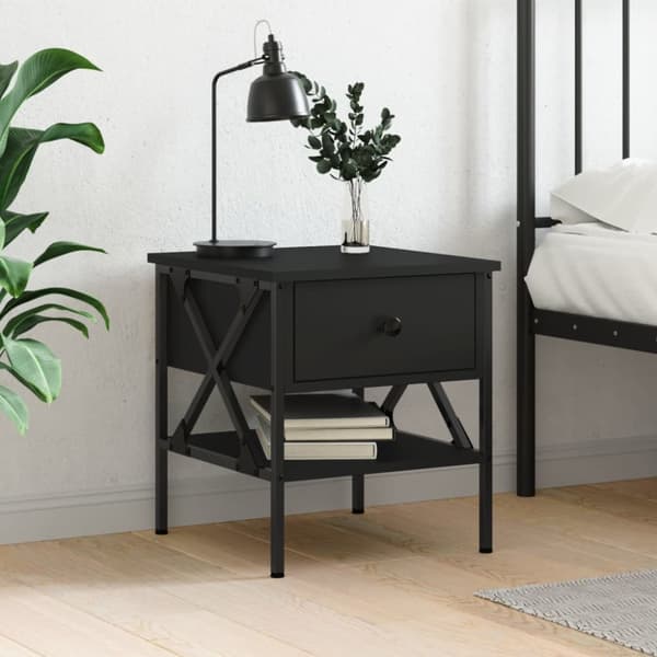 The Living Store sengebord 40x42x45 cm konstrueret træ sort - Natborde