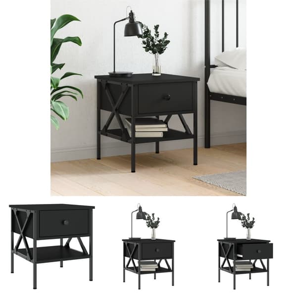 The Living Store sengebord 40x42x45 cm konstrueret træ sort - Natborde
