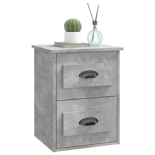 The Living Store væghængte sengeborde 2 stk. 41,5x36x53 cm betongrå - Natborde