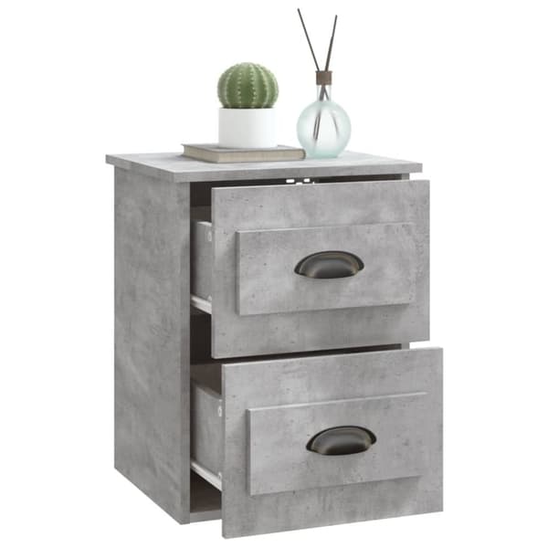 The Living Store væghængte sengeborde 2 stk. 41,5x36x53 cm betongrå - Natborde
