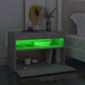 Miniatyrbild 4 av 11: The Living Store Sängbord med LED-belysning betonggrå 60x35x40 cm -  Nattduksbord