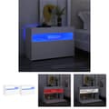 Miniatyrbild 1 av 11: The Living Store Sängbord med LED-belysning 2 st vit 60x35x40 cm konstruerat trä -  Nattduksbord