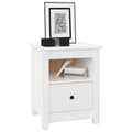 Miniatyrbild 5 av 10: The Living Store Sängbord vit 40x35x49 cm massiv furu -  Nattduksbord