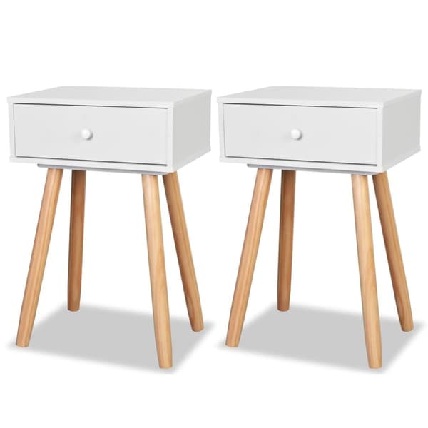 The Living Store sengebord 2 stk. massivt fyretræ 40 x 30 x 61 cm hvid -  Natborde