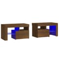 Pikkukuva 3 / 11: The Living Store Yöpöydät 2 kpl LED-valoilla ruskea tammi 70x36,5x40 cm -  Yöpöydät