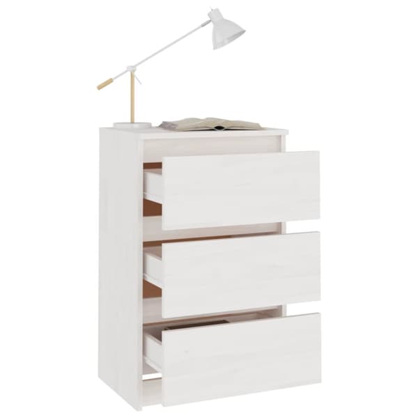 The Living Store Yöpöytä valkoinen 40x29,5x64 täysi mänty - Yöpöydät