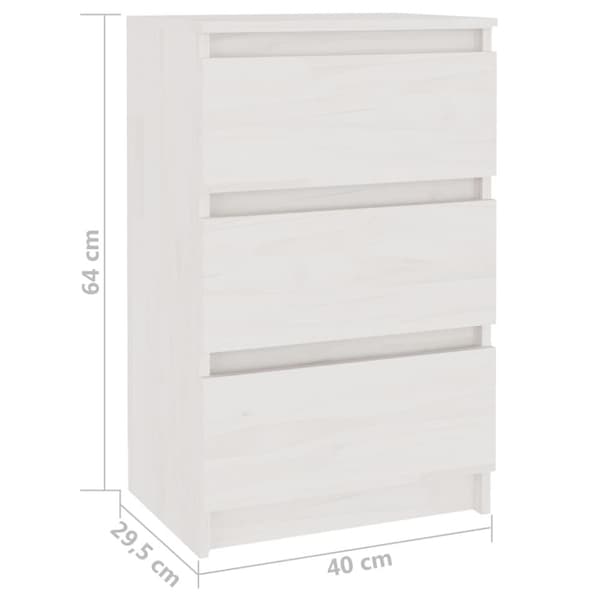 The Living Store Yöpöytä valkoinen 40x29,5x64 täysi mänty -  Yöpöydät
