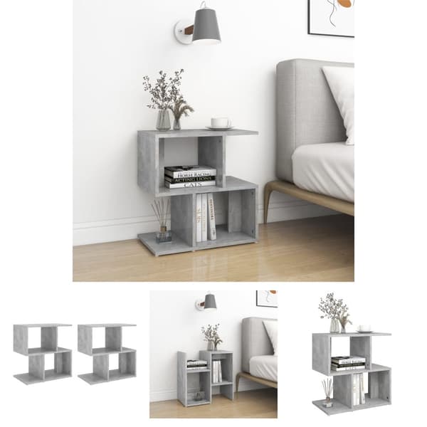 The Living Store Yöpöydät 2 kpl betoninharmaa 50x30x51,5 cm tekninen puu - Yöpöydät
