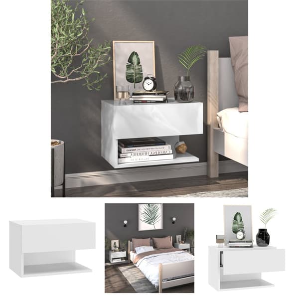 The Living Store Seinäkiinnitettävä yöpöytä valkoinen -  Yöpöydät
