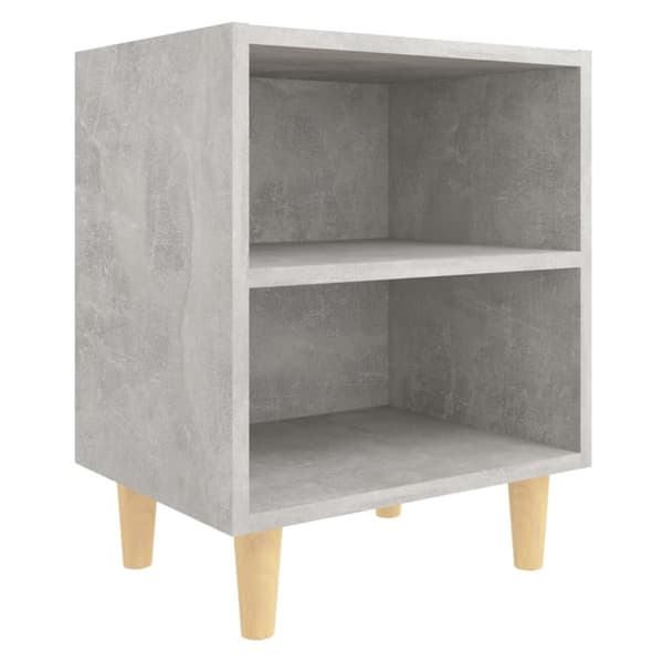 The Living Store Sängbord med ben i massivt trä betonggrå 40x30x50 cm -  Nattduksbord