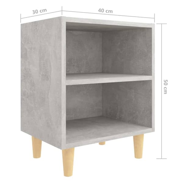The Living Store Sängbord med ben i massivt trä betonggrå 40x30x50 cm -  Nattduksbord