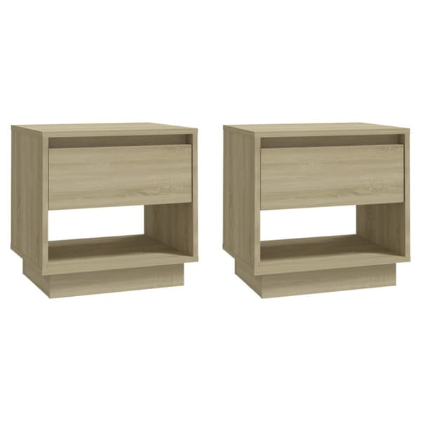 The Living Store sengeborde 2 stk. 45x34x44 cm konstrueret træ sonoma-eg - Natborde