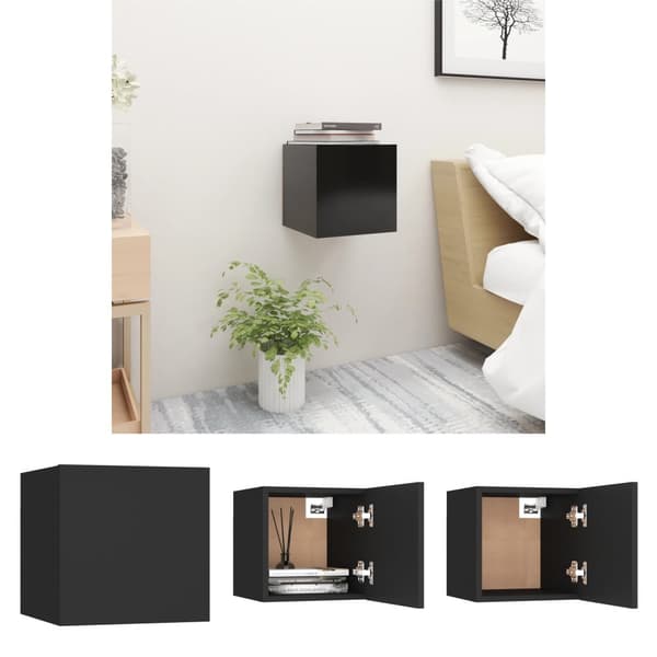 The Living Store sengeskab 30,5x30x30 cm spånplade sort -  Natborde