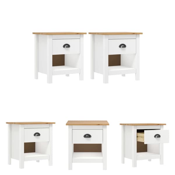 The Living Store sengeborde Hill 2 stk. 46x35x49,5 cm massivt fyrretræ - Natborde