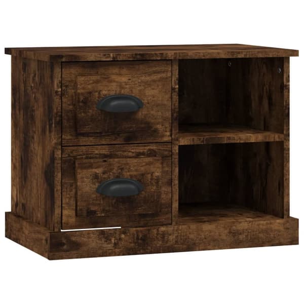 The Living Store Sängbord Rökfärgad ek 60x35,5x45 cm - Nattduksbord