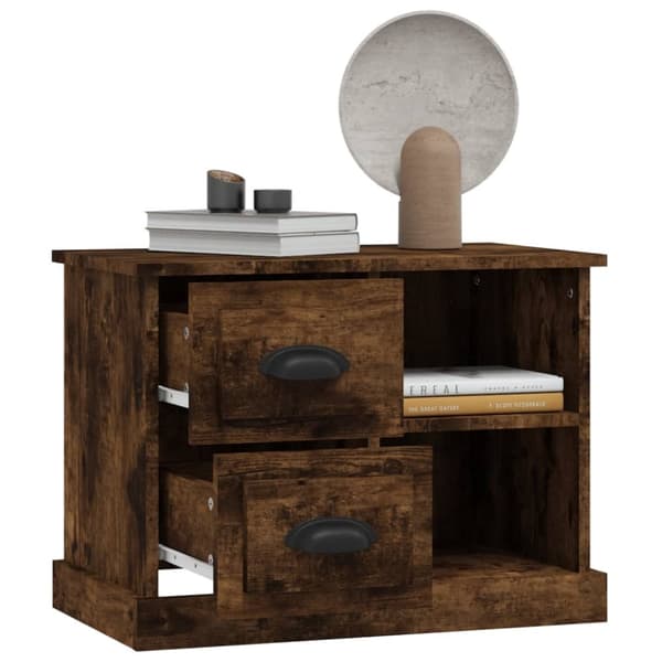 The Living Store Sängbord Rökfärgad ek 60x35,5x45 cm - Nattduksbord