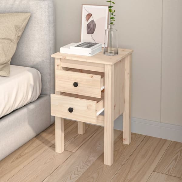 The Living Store sengebord 40x35x61,5 cm massivt fyrretræ -  Natborde