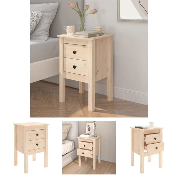 The Living Store sengebord 40x35x61,5 cm massivt fyrretræ -  Natborde