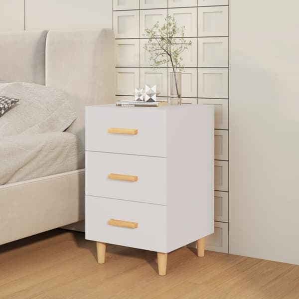 The Living Store Sängbord vit 40x40x66 cm konstruerat trä - Nattduksbord